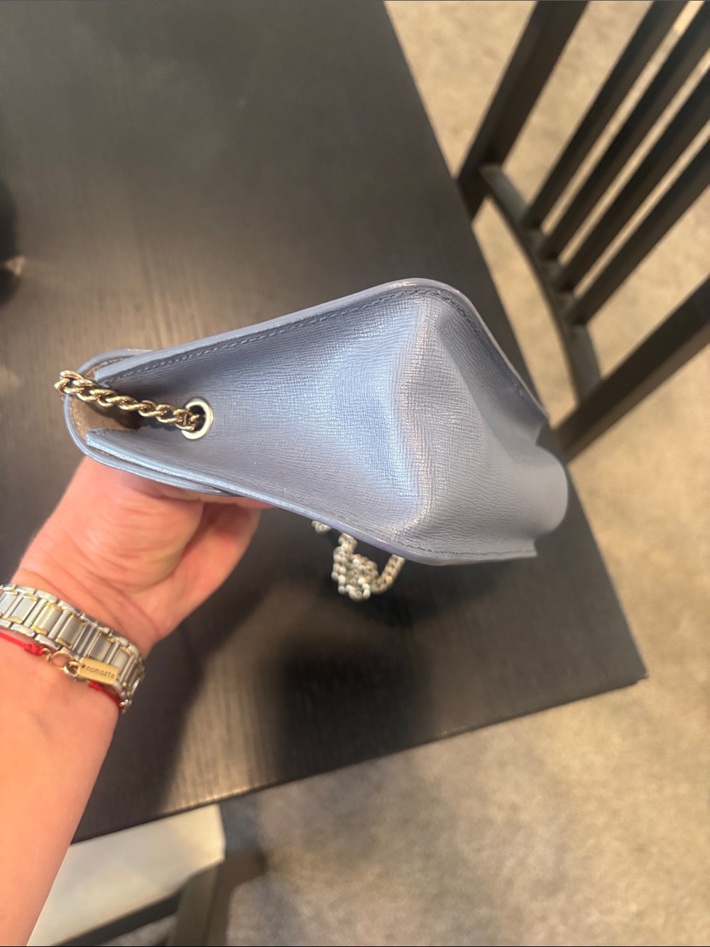 Furla Saffiano Leather Crossbody in Light Gray with Gold Plate - Picture 9 of 14